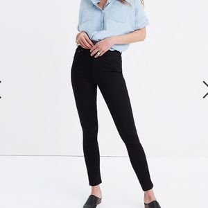 Madewell 10” high riser skinny black jeans, sz 28